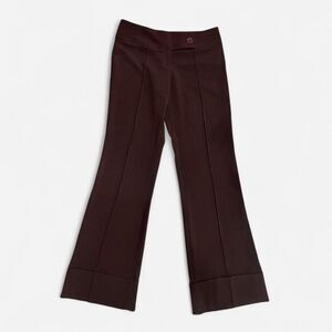 Y2K Brown Tracy Evans low rise flare pants Size 3 with large button fake back po